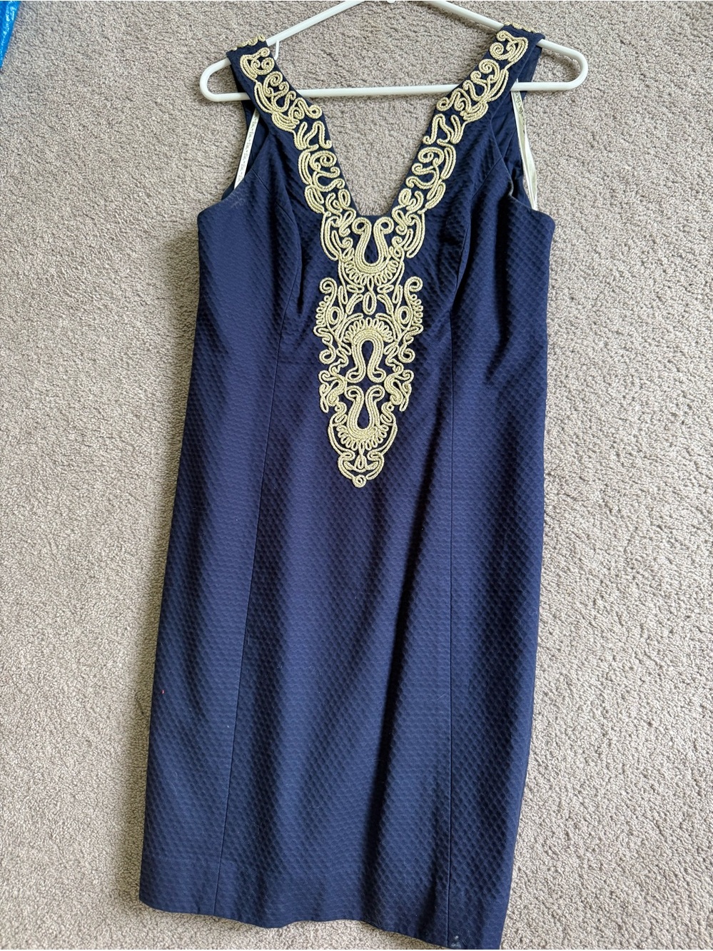 Lilly Pulitzer Navy Sleeveless Dress with Gold Embroidery